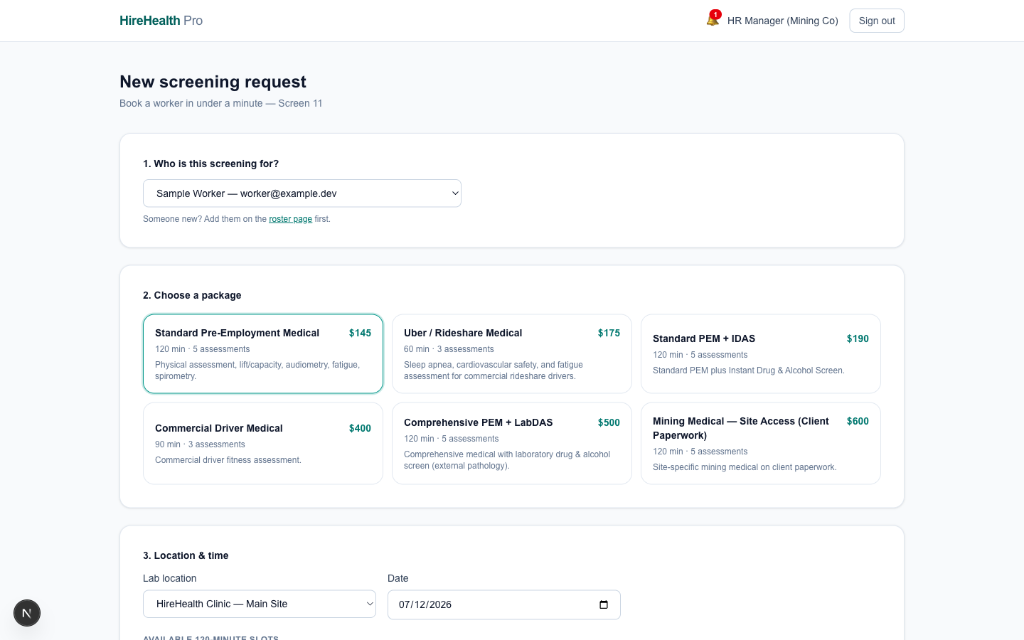 Live slot picker jumping to the first available appointment